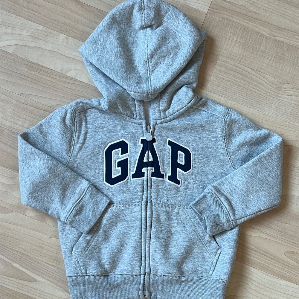 GAP Kids Light Gray Zip-Up Hoodie with Gap Logo